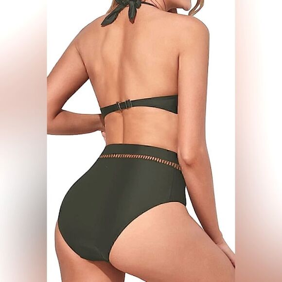 NWT Tempt Me Army Green Two-Piece Swimsuit Size M - Picture 3 of 14